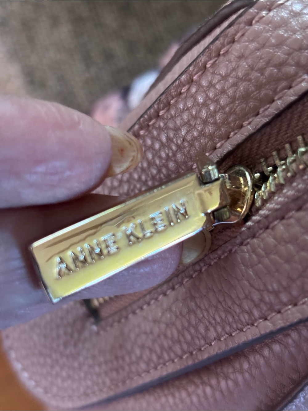 Anne Klein Blush Pebble Leather Shoulder Satchel with Scarf Accent - Picture 5 of 10